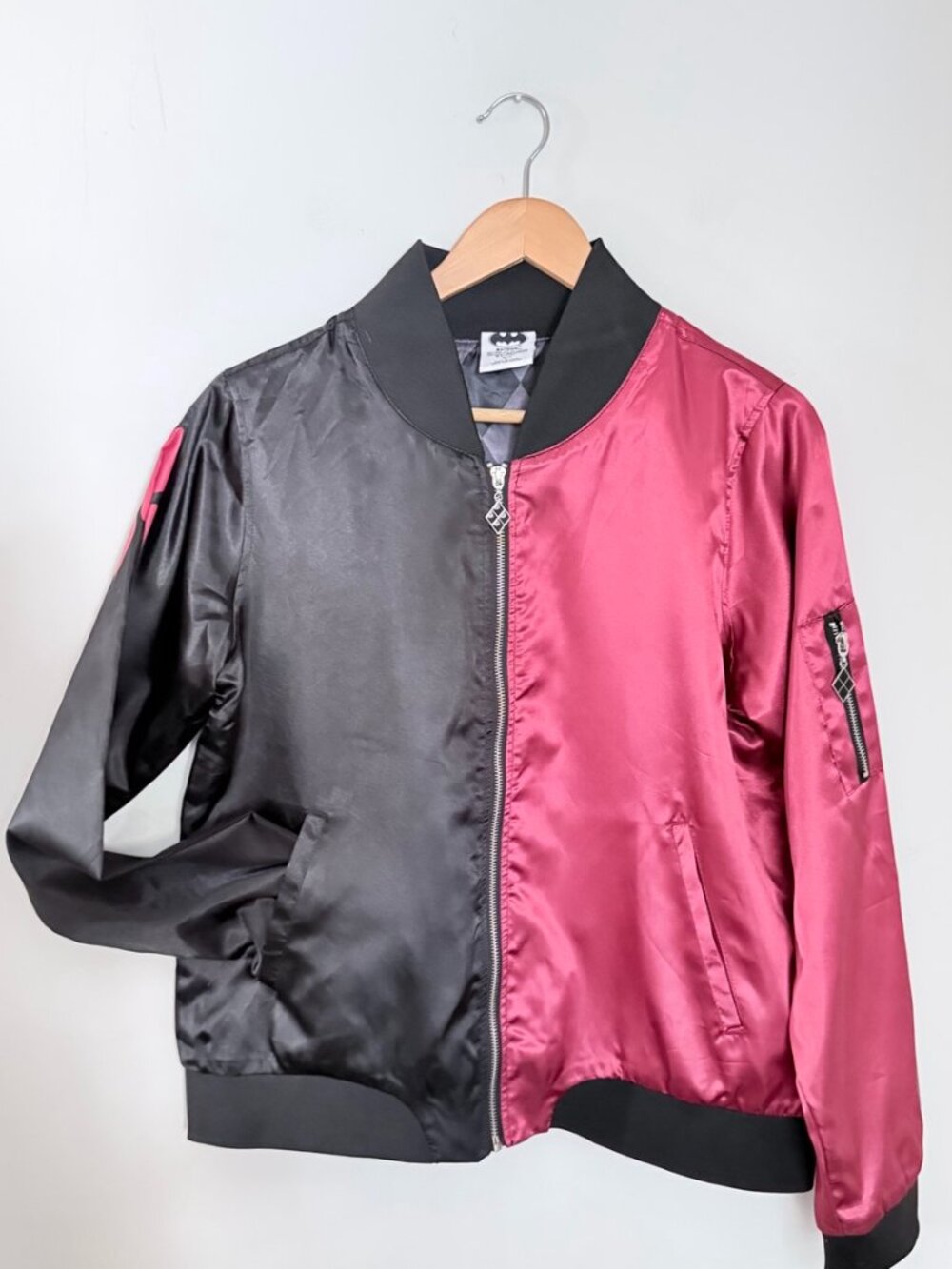 DC Batman Harley Quinn Black Red Bomber Jacket Size M Costume Cosplay